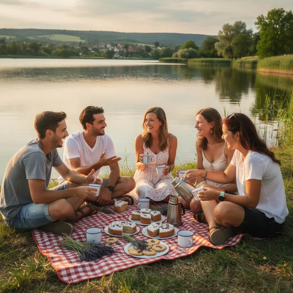 Színes levendula mező, ahol a virágok a napfényben ragyognak.