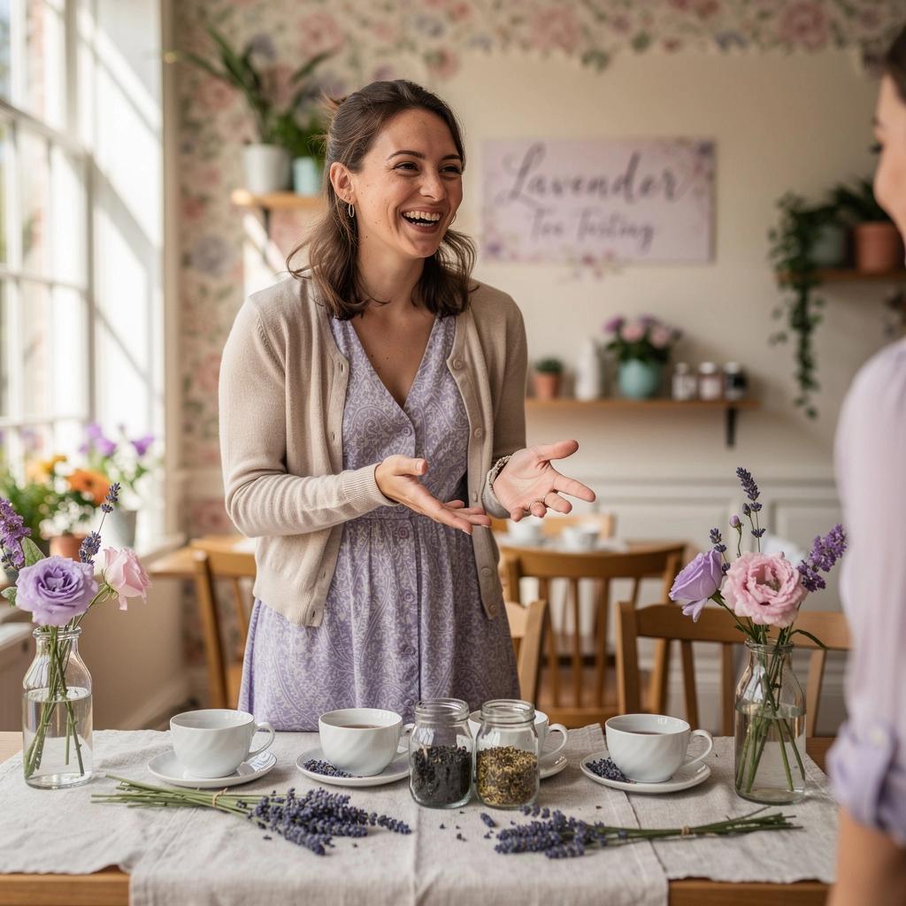 Kellemes levendula tea, amely mellé egy kis sütemény is dukál.